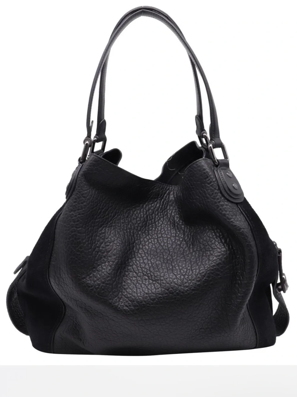 Coach Edie 42 Black Leather Shoulder Bag - mixed leather EUC